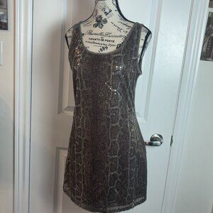 Joseph Ribkoff Taupe Sequinned Mini Dress